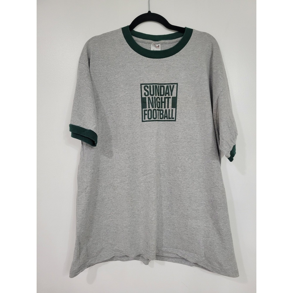 ESPN Sunday Night Football Gray‎ Green Trim  Short Sleeve XL Vintage